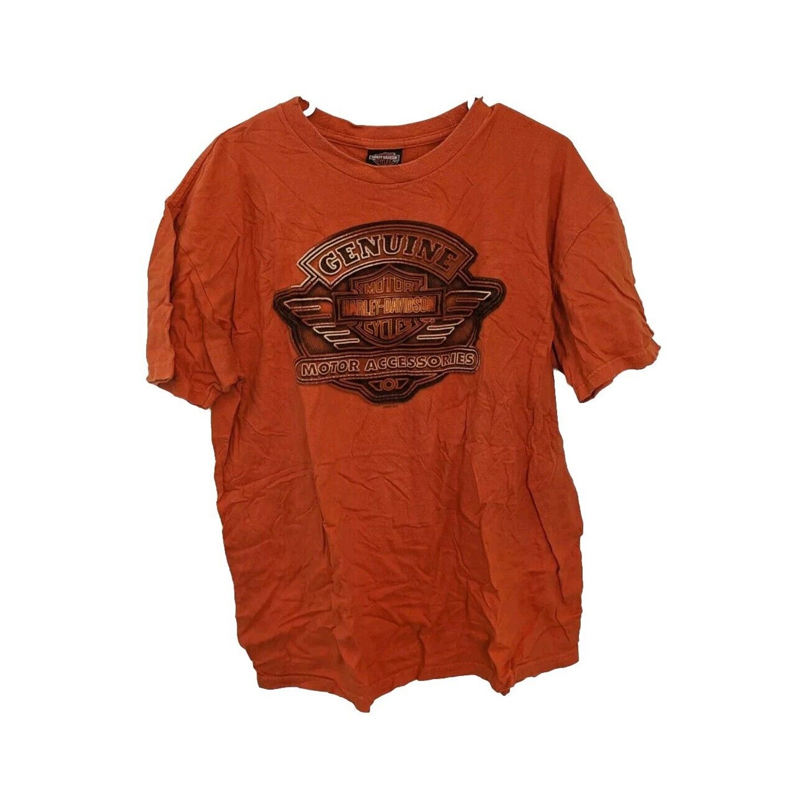 HarleyDavidson Mens Graphic TShirt Orange Daytona Short Sleeve Size L